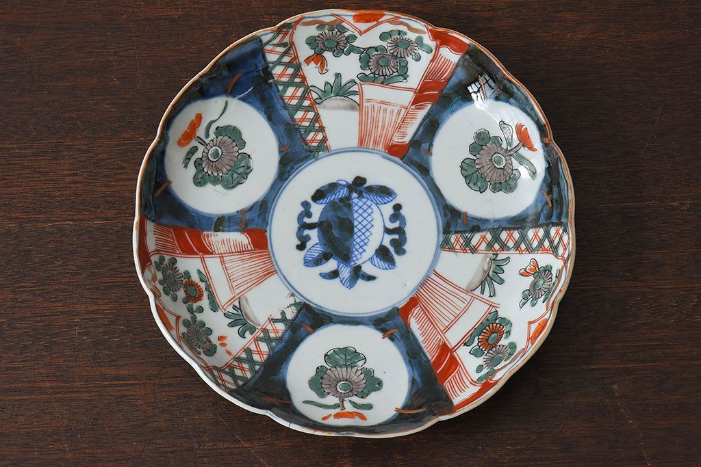 アンティーク雑貨　古民具・骨董　明治期　伊万里　錦手八寸皿(3)