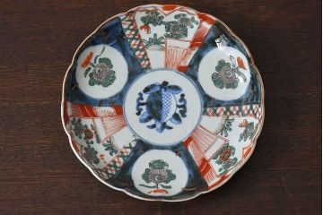 アンティーク雑貨　古民具・骨董　明治期　伊万里　錦手八寸皿(3)