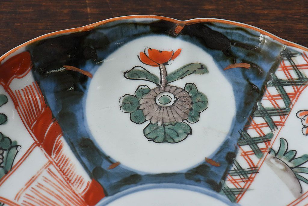 アンティーク雑貨　古民具・骨董　明治期　伊万里　錦手八寸皿(3)