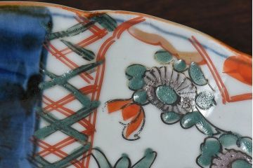 アンティーク雑貨　古民具・骨董　明治期　伊万里　錦手八寸皿(3)