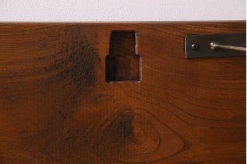 アンティーク家具　和製アンティーク　天板一枚板　古い欅材の鉄脚ベンチ(アイアンベンチ、長椅子、ローテーブル)