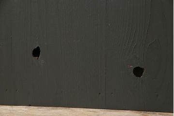 ペイント家具　引き出し付き!シックなカラーが素敵な四面引き戸の収納棚(戸棚、食器棚)