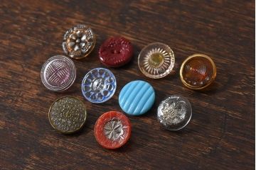 アンティーク雑貨　ビンテージ　チェコガラスボタン10個セット
