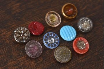 アンティーク雑貨　ビンテージ　チェコガラスボタン10個セット