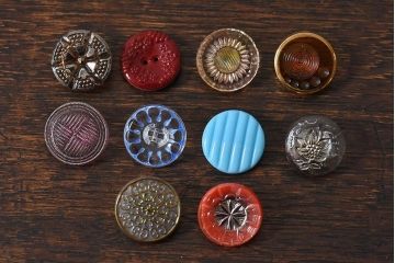 アンティーク雑貨　ビンテージ　チェコガラスボタン10個セット