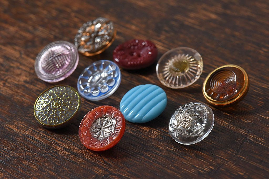 アンティーク雑貨　ビンテージ　チェコガラスボタン10個セット