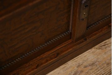 アンティーク家具　和製アンティーク　タモ材　色ガラス入り!上質なデザインのライティングビューロー(机、在宅ワーク、在宅用デスク、収納棚)