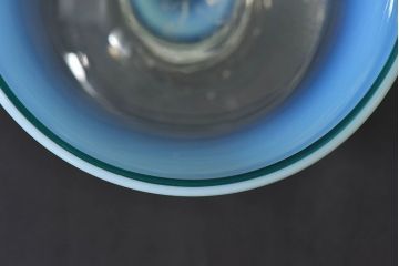 アンティーク雑貨　大正時代　青緑乳白暈し氷コップ(吹きガラス、和ガラス)(1)