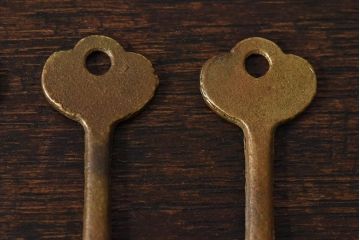 アンティーク雑貨　イギリスアンティーク　シャビーな質感が味わい深いキー(鍵、カギ)3本セット(1)