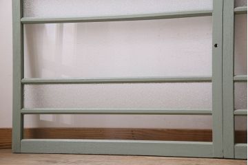 ペイント建具　可愛らしいカラーが素敵なアンティークガラス戸4枚セット(窓)