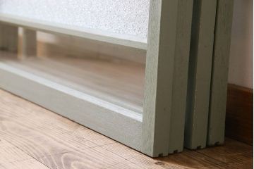 ペイント建具　可愛らしいカラーが素敵なアンティークガラス戸4枚セット(窓)