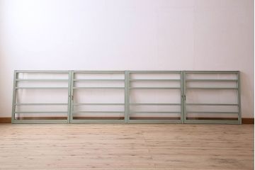ペイント建具　可愛らしいカラーが素敵なアンティークガラス戸4枚セット(窓)