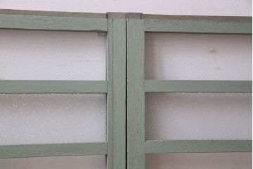 ペイント建具　可愛らしいカラーが素敵なアンティークガラス戸4枚セット(窓)