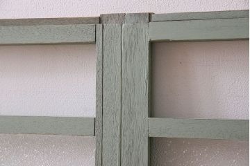 ペイント建具　可愛らしいカラーが素敵なアンティークガラス戸4枚セット(窓)