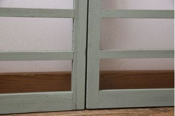 ペイント建具　可愛らしいカラーが素敵なアンティークガラス戸4枚セット(窓)