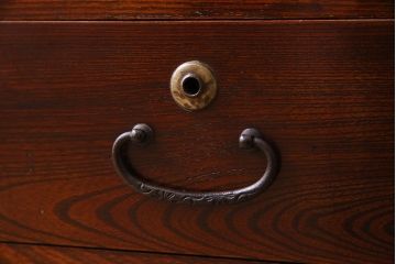 アンティーク家具　前面欅材!漆塗りが美しい時代箪笥ローボード(収納棚、戸棚)