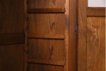 アンティーク家具　大正ロマン　結霜ガラス入り!上品なデザインのアンティーク本箱(ブックケース、収納棚、戸棚)