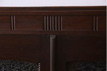 アンティーク家具　大正ロマン　結霜ガラス入り!上品なデザインのアンティーク本箱(ブックケース、収納棚、戸棚)