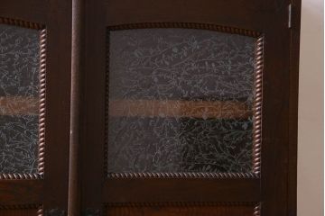 アンティーク家具　大正ロマン　結霜ガラス入り!上品なデザインのアンティーク本箱(ブックケース、収納棚、戸棚)