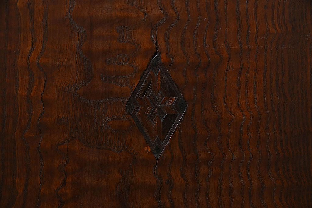 アンティーク家具　大正ロマン　結霜ガラス入り!上品なデザインのアンティーク本箱(ブックケース、収納棚、戸棚)