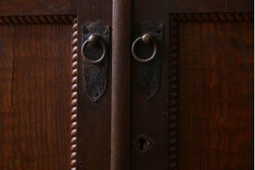 アンティーク家具　大正ロマン　結霜ガラス入り!上品なデザインのアンティーク本箱(ブックケース、収納棚、戸棚)