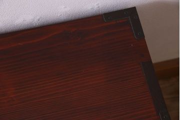 アンティーク家具　前面栗材　漆塗り!桜丸金具の時代箪笥ローボード(米沢箪笥、衣装箪笥、引き出し、テレビ台)(1)