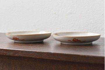 アンティーク雑貨　古民具・骨董　明治期　菖蒲文五寸皿2枚セット(1)