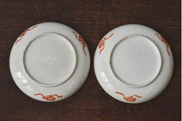 アンティーク雑貨　古民具・骨董　明治期　菖蒲文五寸皿2枚セット(1)