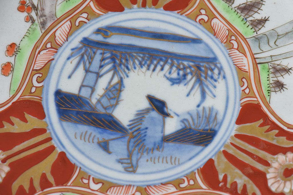 アンティーク雑貨　古民具・骨董　幕末明治期　色絵錦手六寸皿(伊万里)3枚セット