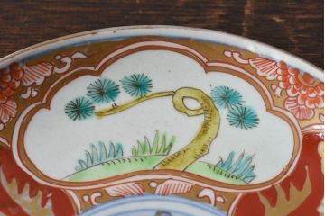 アンティーク雑貨　古民具・骨董　幕末明治期　色絵錦手六寸皿(伊万里)3枚セット
