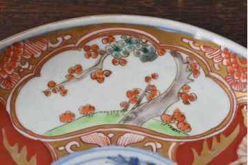 アンティーク雑貨　古民具・骨董　幕末明治期　色絵錦手六寸皿(伊万里)3枚セット