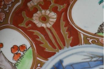 アンティーク雑貨　古民具・骨董　幕末明治期　色絵錦手六寸皿(伊万里)3枚セット