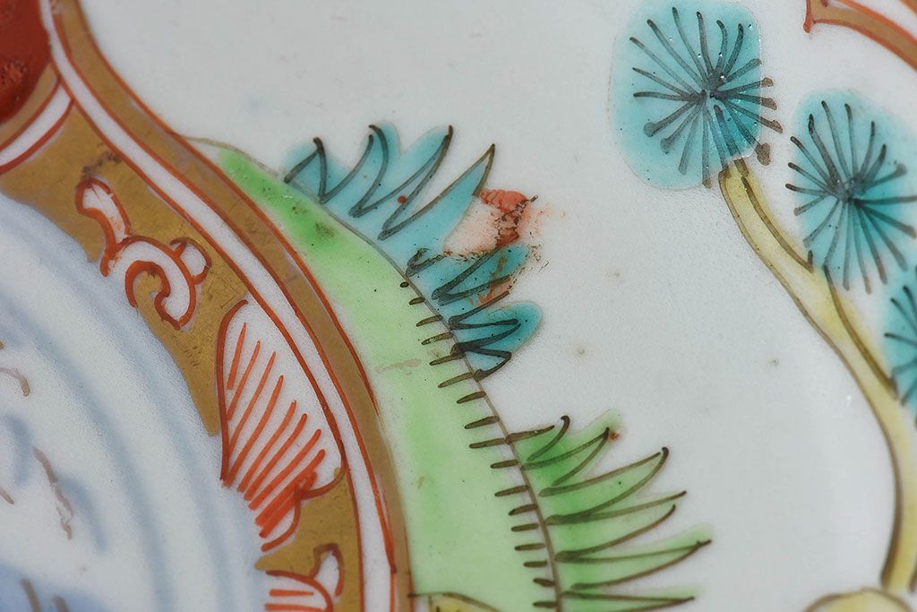 アンティーク雑貨　古民具・骨董　幕末明治期　色絵錦手六寸皿(伊万里)3枚セット