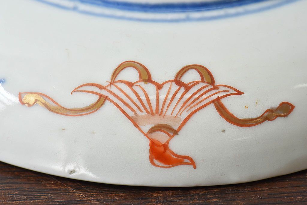 アンティーク雑貨　古民具・骨董　幕末明治期　色絵錦手六寸皿(伊万里)3枚セット