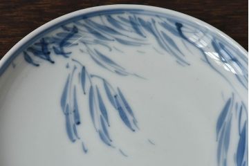 アンティーク雑貨　古民具・骨董　明治〜大正期　柳に燕文　染付皿3枚セット