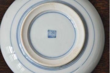 アンティーク雑貨　古民具・骨董　明治〜大正期　柳に燕文　染付皿3枚セット