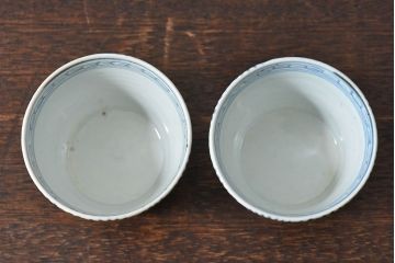 アンティーク雑貨　古民具・骨董　江戸後期　蛸唐草文　蕎麦猪口2個セット