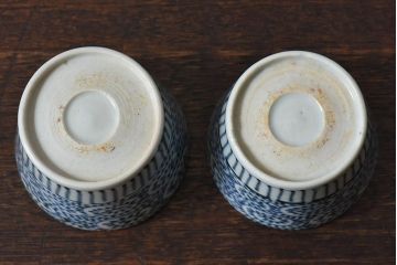 アンティーク雑貨　古民具・骨董　江戸後期　蛸唐草文　蕎麦猪口2個セット