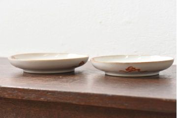 アンティーク雑貨　古民具・骨董　明治期　菖蒲文五寸皿2枚セット(2)