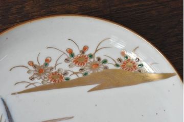 アンティーク雑貨　古民具・骨董　明治期　菖蒲文五寸皿2枚セット(2)