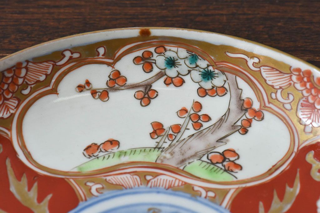 アンティーク雑貨　古民具・骨董　幕末明治期　色絵錦手六寸皿(伊万里)2枚セット(1)