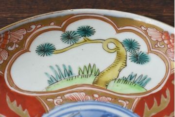 アンティーク雑貨　古民具・骨董　幕末明治期　色絵錦手六寸皿(伊万里)2枚セット(1)