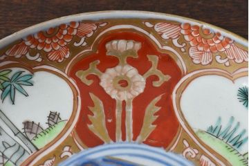 アンティーク雑貨　古民具・骨董　幕末明治期　色絵錦手六寸皿(伊万里)2枚セット(1)