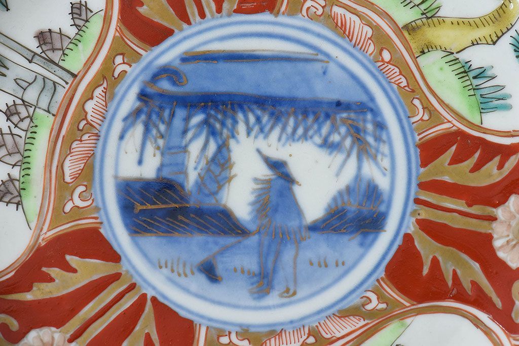 アンティーク雑貨　古民具・骨董　幕末明治期　色絵錦手六寸皿(伊万里)2枚セット(1)