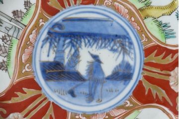 アンティーク雑貨　古民具・骨董　幕末明治期　色絵錦手六寸皿(伊万里)2枚セット(1)