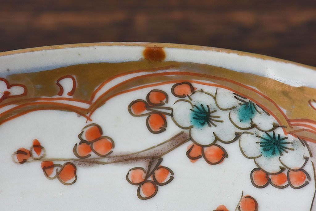 アンティーク雑貨　古民具・骨董　幕末明治期　色絵錦手六寸皿(伊万里)2枚セット(1)