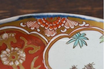 アンティーク雑貨　古民具・骨董　幕末明治期　色絵錦手六寸皿(伊万里)2枚セット(1)