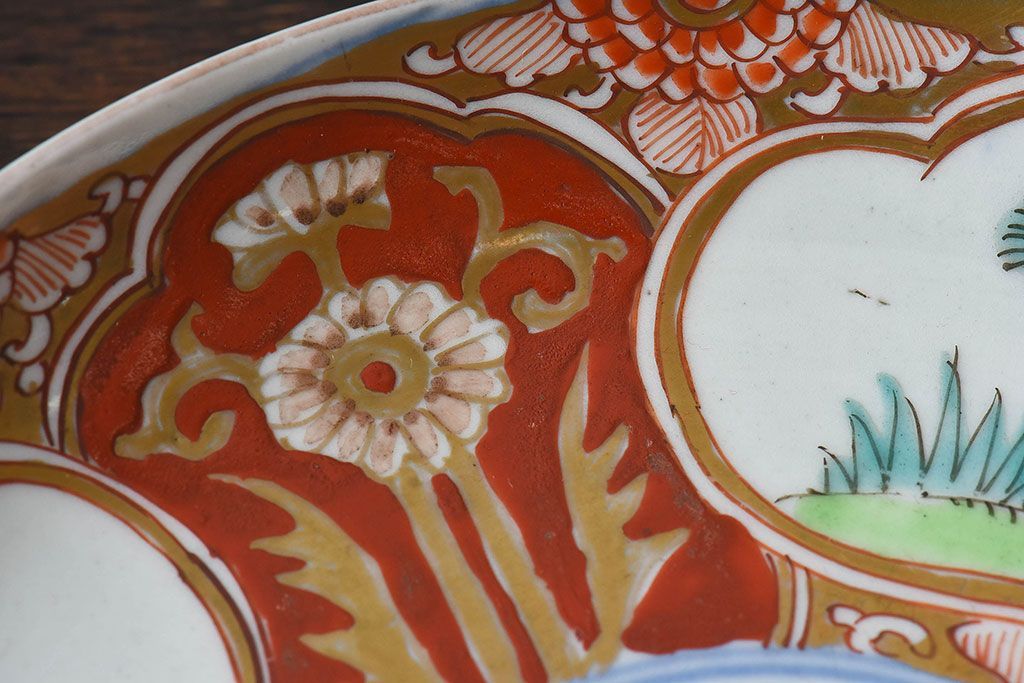 アンティーク雑貨　古民具・骨董　幕末明治期　色絵錦手六寸皿(伊万里)2枚セット(1)