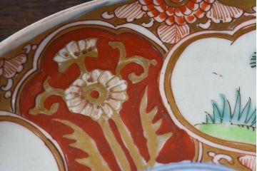 アンティーク雑貨　古民具・骨董　幕末明治期　色絵錦手六寸皿(伊万里)2枚セット(1)