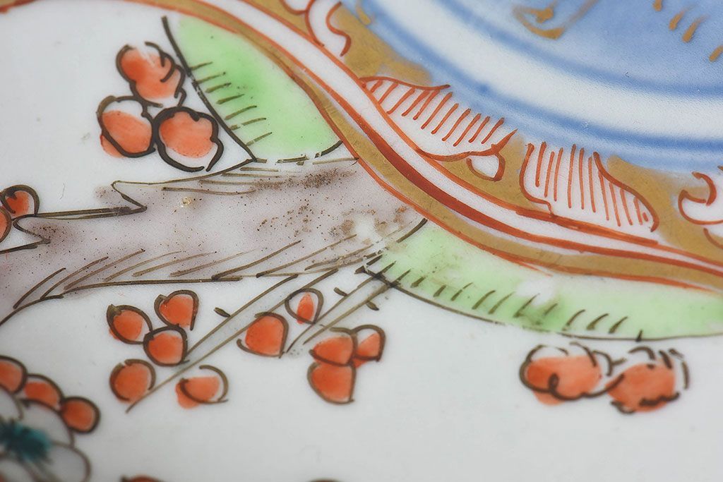 アンティーク雑貨　古民具・骨董　幕末明治期　色絵錦手六寸皿(伊万里)2枚セット(1)